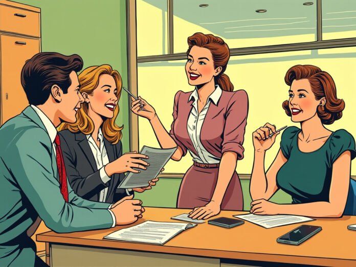 A manager using body language to encourage her team